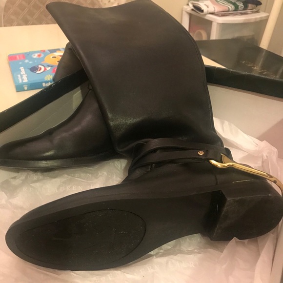 Ralph Lauren Leather Riding Boots BLACK size 8 - Picture 14 of 14